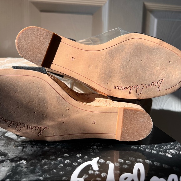 Sam Edelman Willow Wedge Sandals—black suede size 6 - Picture 4 of 4